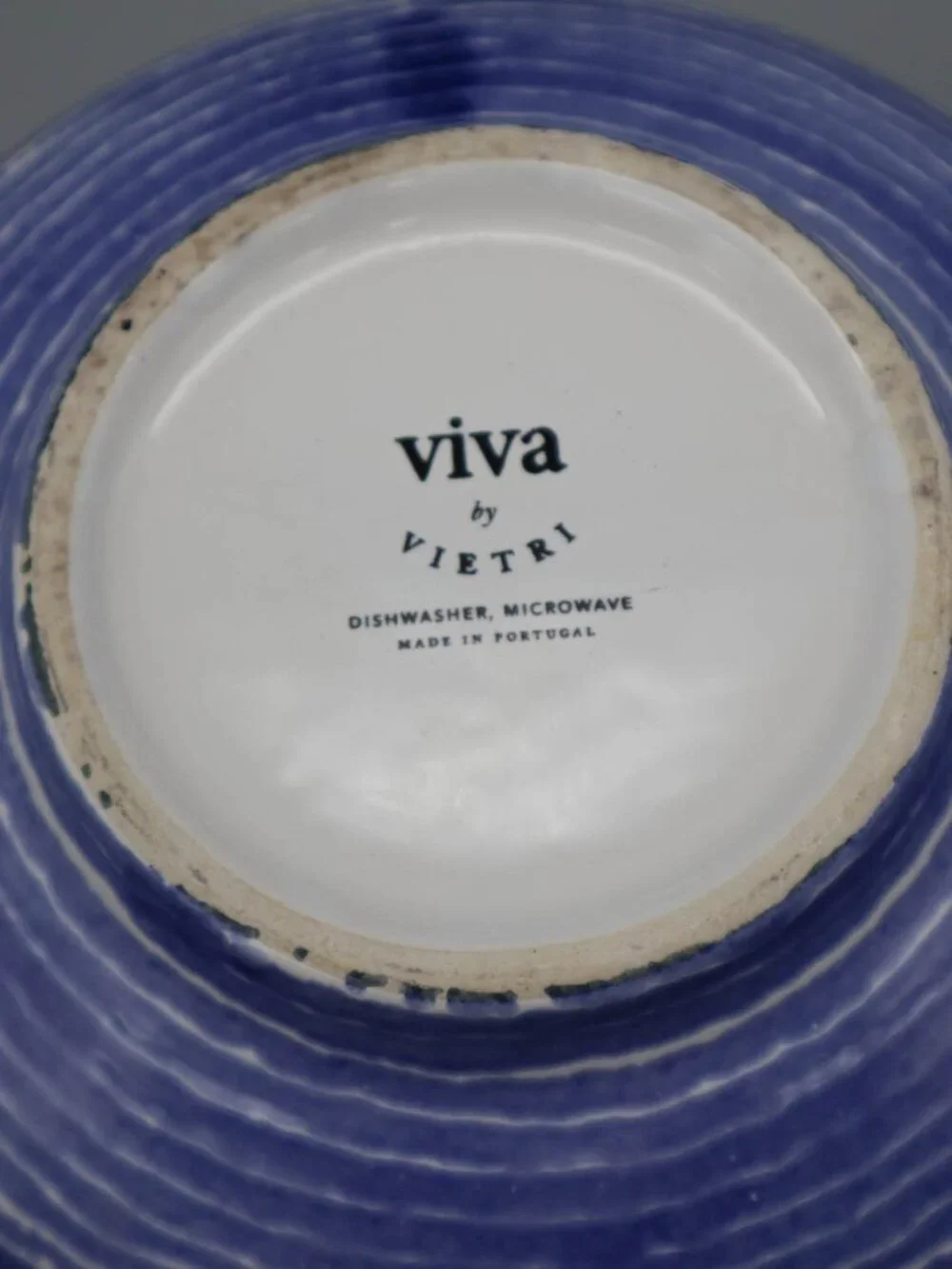 Viva Vietri Santorini Mosaic Blue Stripe Medium Footed Serving Bowl 8